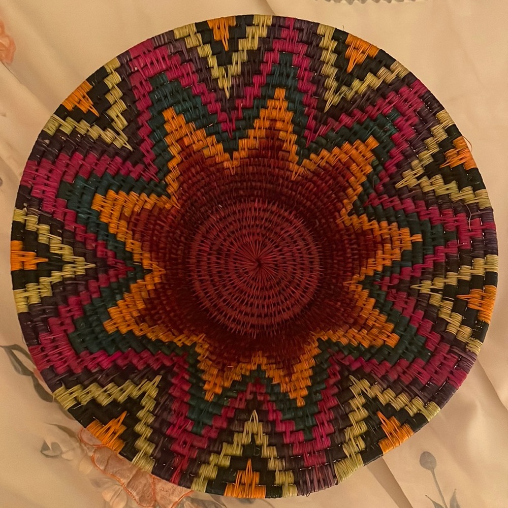 Vintage Decorative woven multi color basket